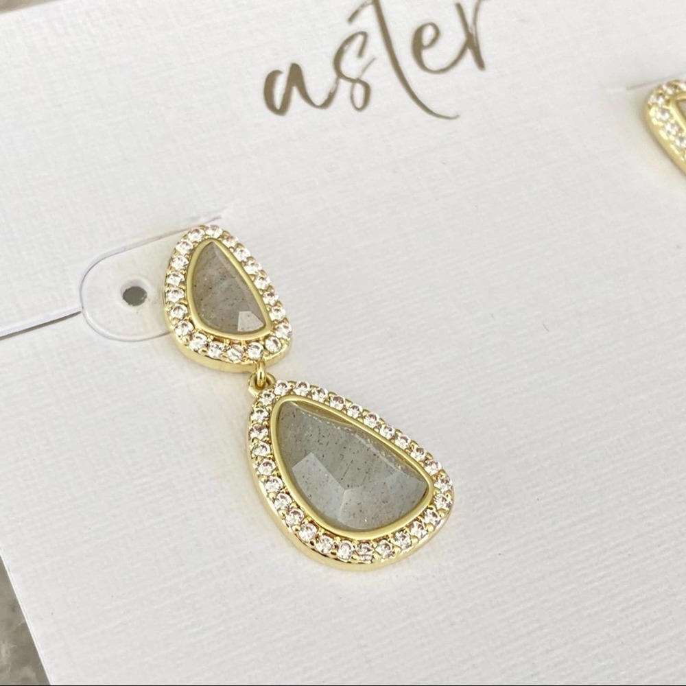 Aster Geode Rhinestone Dangle Formal Earrings - Picture 2 of 4
